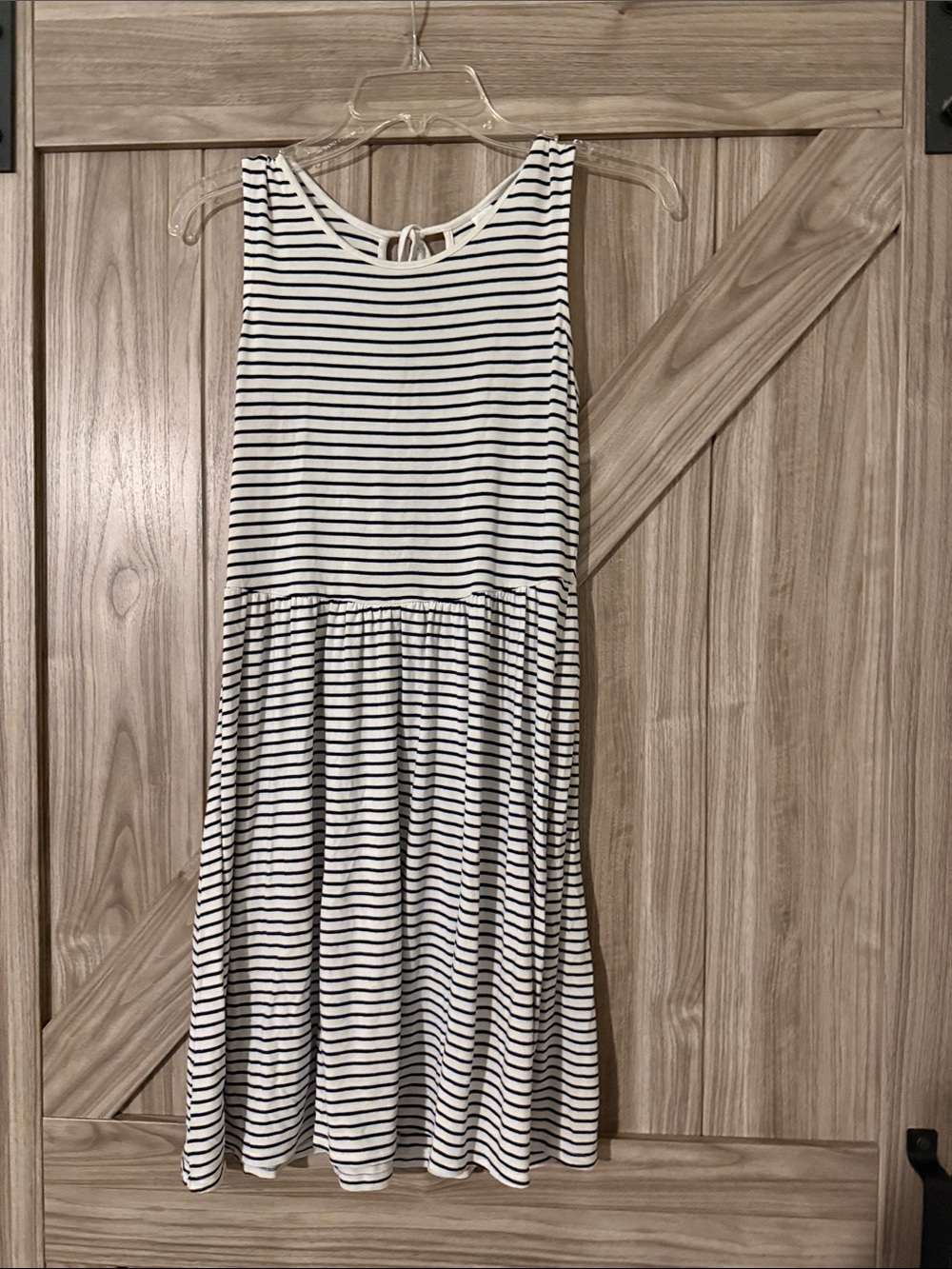 Old Navy White and Navy Striped Sleeveless Casual Dress with Tie Back